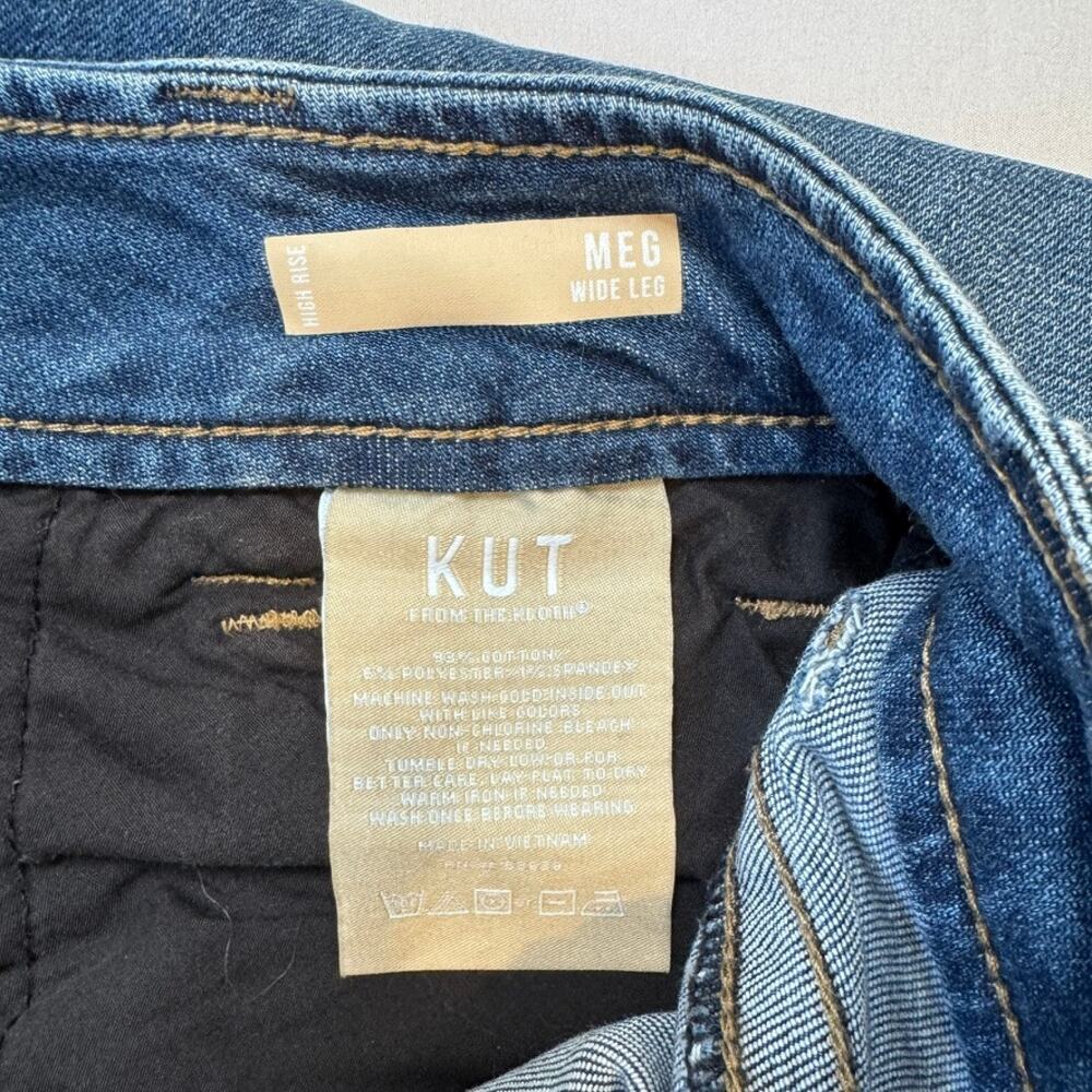 KUT from the Kloth Meg High Rise Wide Leg Jeans Women's 12 Blue Stretch - Picture 11 of 13
